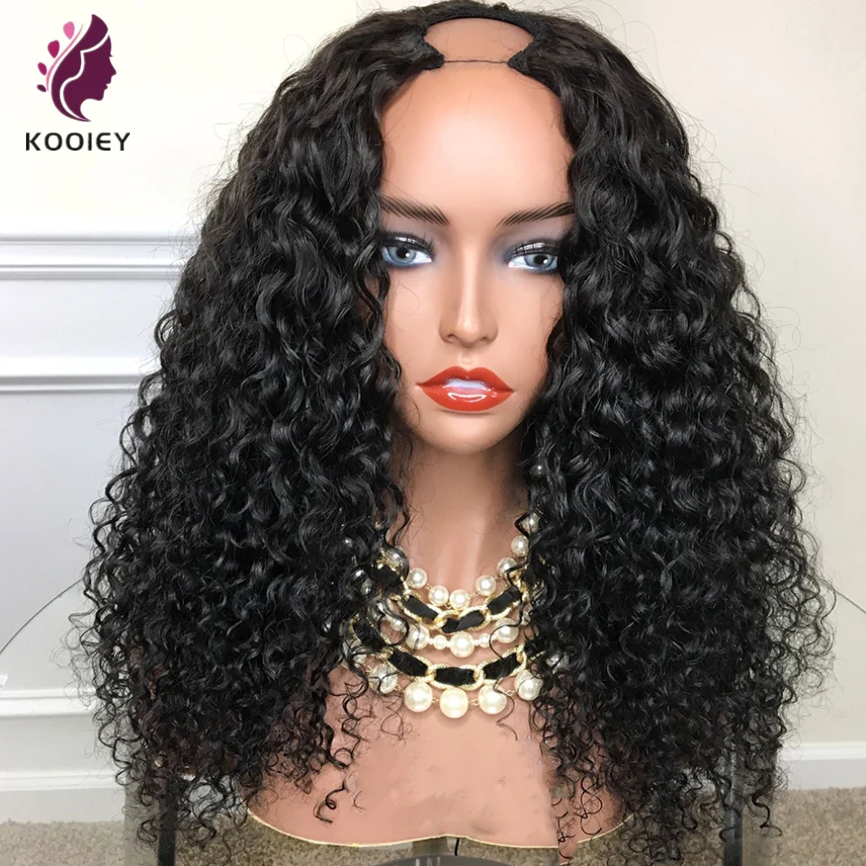 Full Density Curly 2*4'' U Part Wig Glueless Human Hair Wigs For Black Women U Shape Wigs Brazilian Remy Hair Can Be Permed Dye