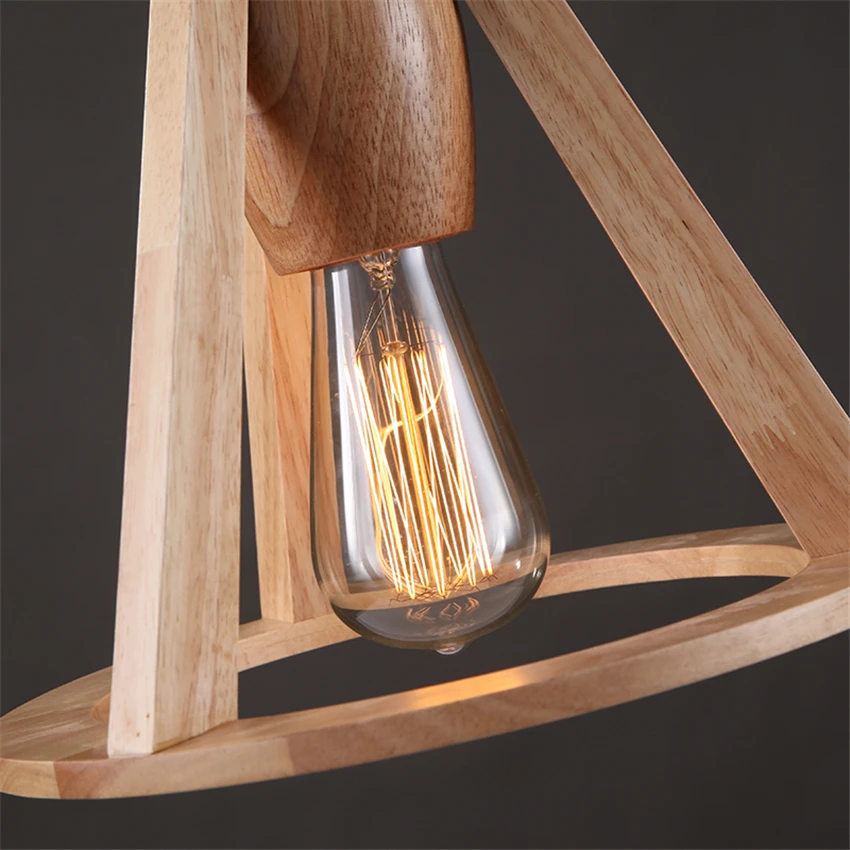 American Country Wood Pendant Lights E27 Dining Room Bar Pendant Lamps Shop Cafe Balcony Single-head Hanging Lights Fixtures