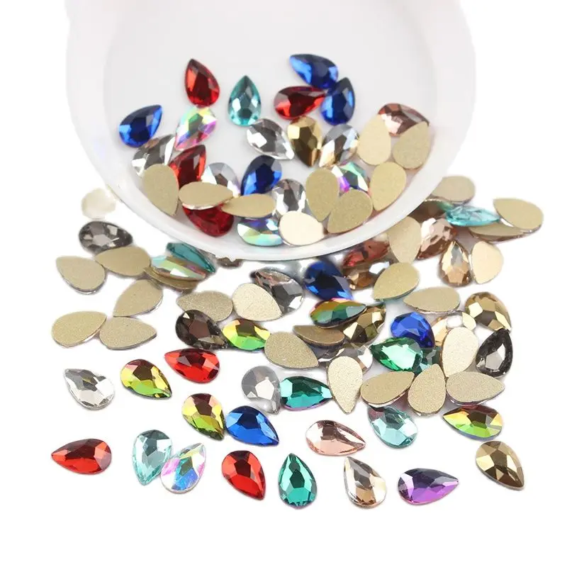 All Mixed Color 30pcs Nail Art Rhinestones DIY Non Hotfix Flatback Glass Nail Stones Gems For 3D Nails Art Decorations