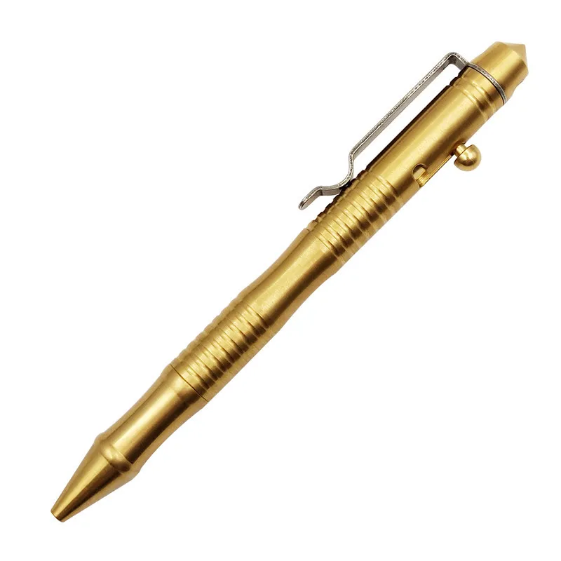 

High Quality Meticulous Tactics Handmade brass pen Metal Ballpoint Pen Business Bolt type Gold Pen High-grade Gift