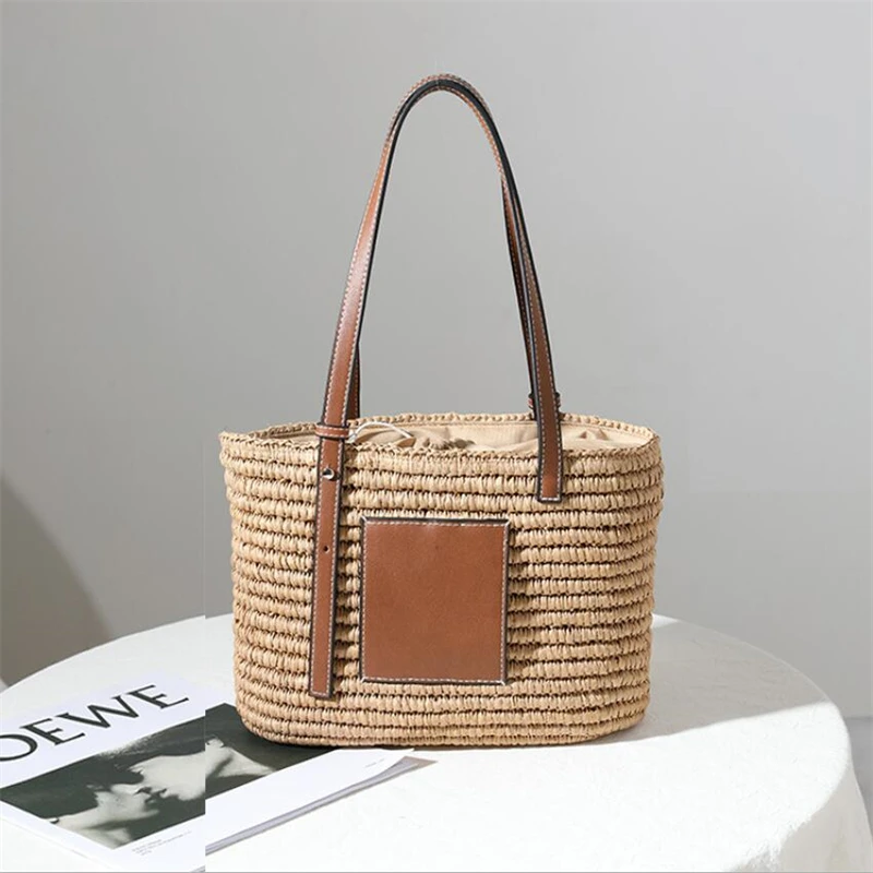 2021 New Hand-made Straw Handbag Fashion One-shoulder Bag for Women Square Rattan Bag All-match Shopping Bag IL00609