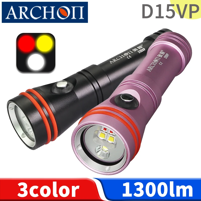 

D15VP video diving flashlight Warm white Red diving fill light Underwater 100m diving photoraphy torch dive lighting flashlight