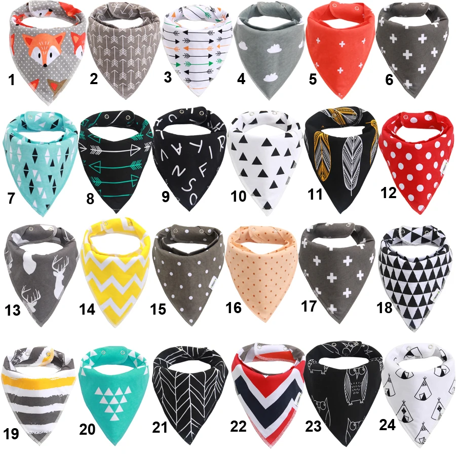 Reusable Baby Bibs Burp Cloth Print Cotton Material Triangle Baby Bibs Adjustable Meal Feeding Baby Bandana Bib Infant Bibs DS9