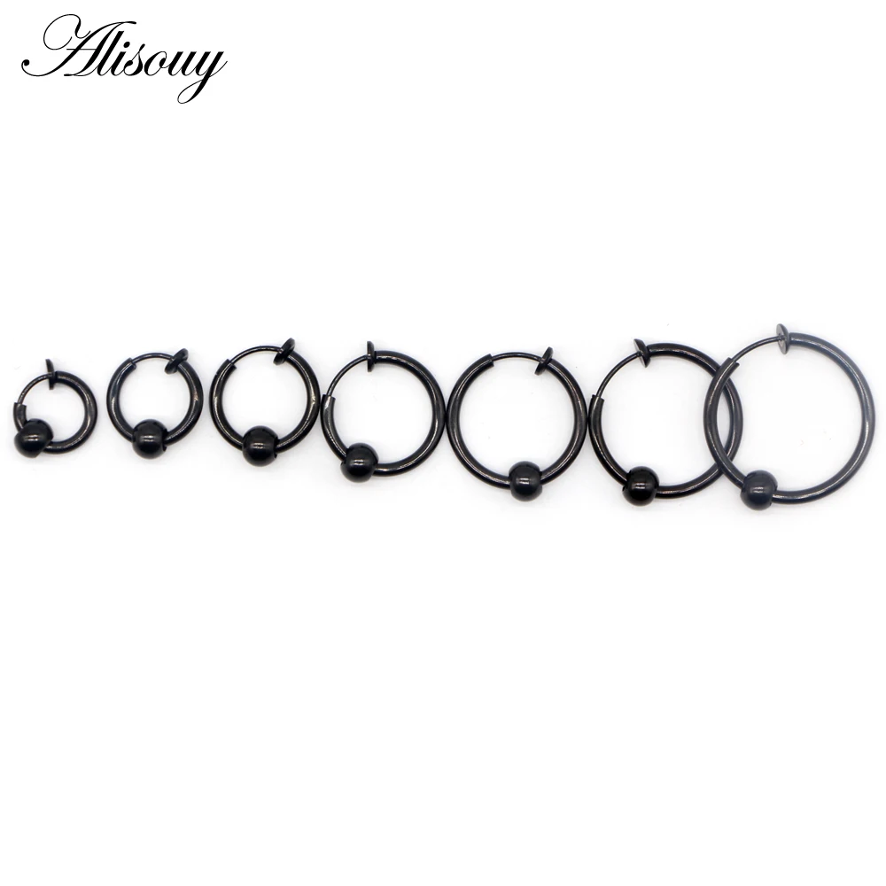 Alisouy 1pc Fake Nose Ring Punk Lip Nose Clip On Fake Septum Piercing Nose Ring Hoop Lip Hoop Rings Ear Earrings Body Jewelry