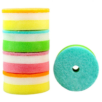 1PC/5PCS Sponges Scouring Pads Flower Round Shape Sponge Brush Tableware Glass Wash Dishes Sponge Kitchen Home Cleaning Tool