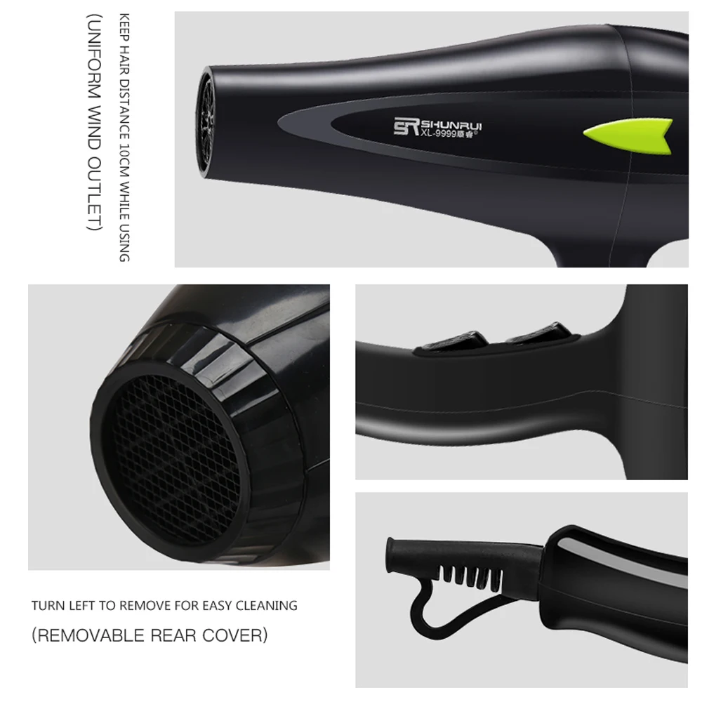 Фен для волос с отрицательными ионами и насадками, 2020