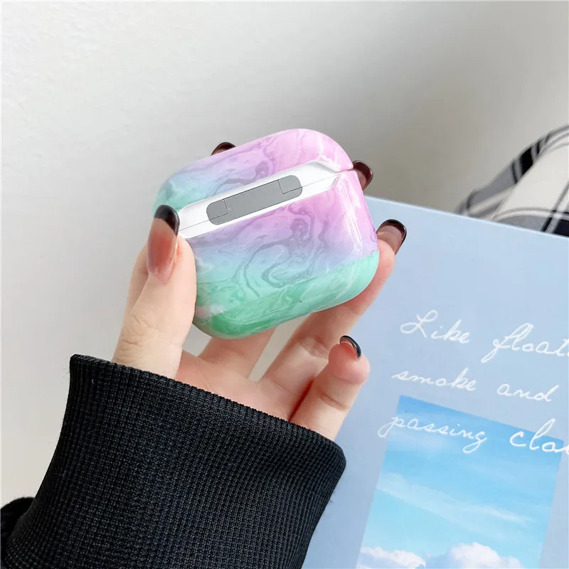 Funda de lujo con patrón de mármol para AirPods 3, cubierta de auriculares con diseño de mármol para PC duro y brillante, accesorios para AirPods 3, 2021