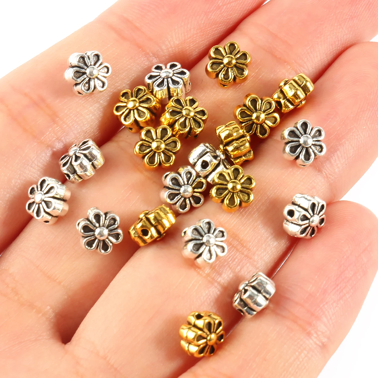 Metal Rondelle Spacer Beads Gold Color Rhinestone Crystal Loose Flat Round Beads for Jewelry Making DIY Bracelet Accessories