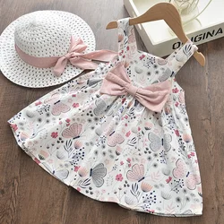 Melario Toddler Baby Cute Bow Girl Dress Flower Princess Infant Girls Sleevless Party Costumes Newborn Lovely Clothes With Hat