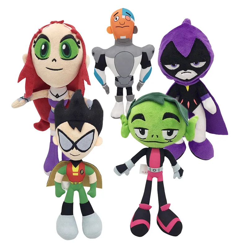 25CM Kawaii Movie Teen Titans Go Plush Dolls Toys Robin Cyborg Starfire Raven Beast Boy Stuffed Peluche Juguetes Kids For Gifts