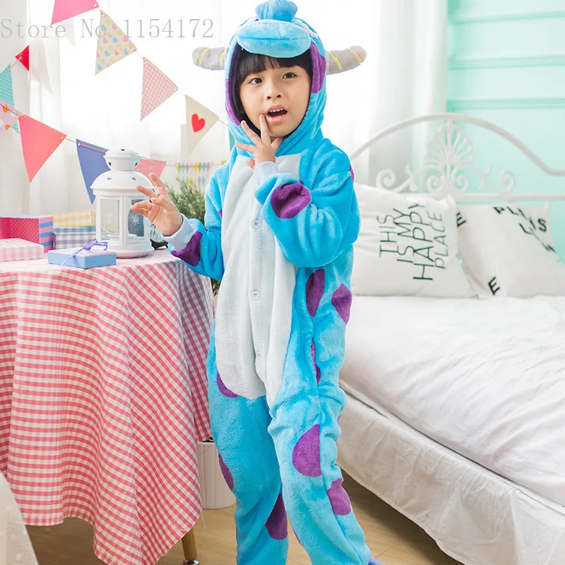 Kids Sullivan Sully Kigurumi Onesies Pajamas Cartoon Animal Costume Pijamas Sleepwear Halloween