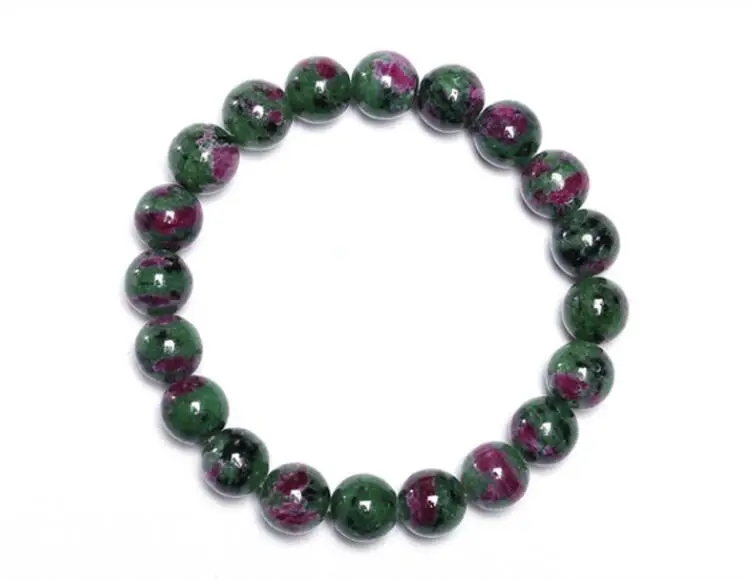 Natural Green colorful Zoisite Round Gemstone Stretchy Bracelet