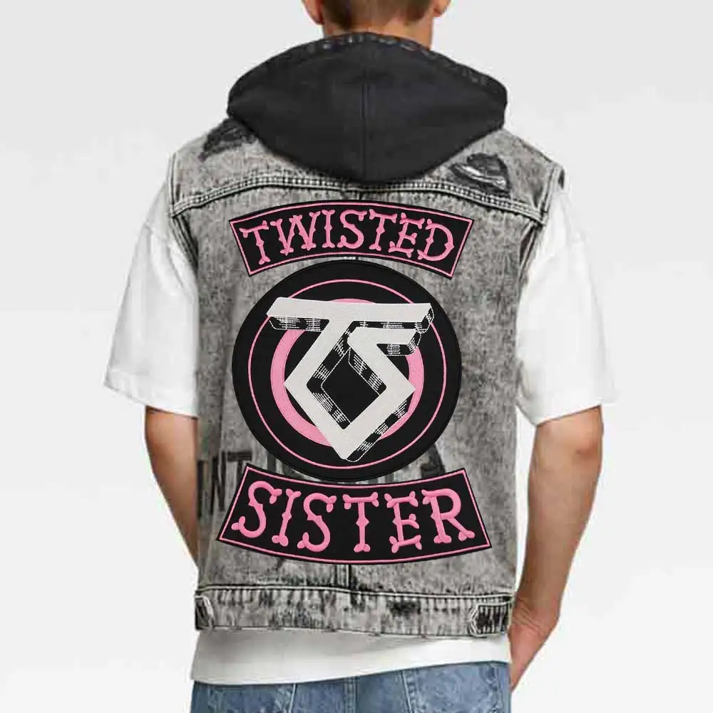 Twisted Sister Iron on Motorcycle Biker Clothes Large Size Embroidery Patch Sticker Badge