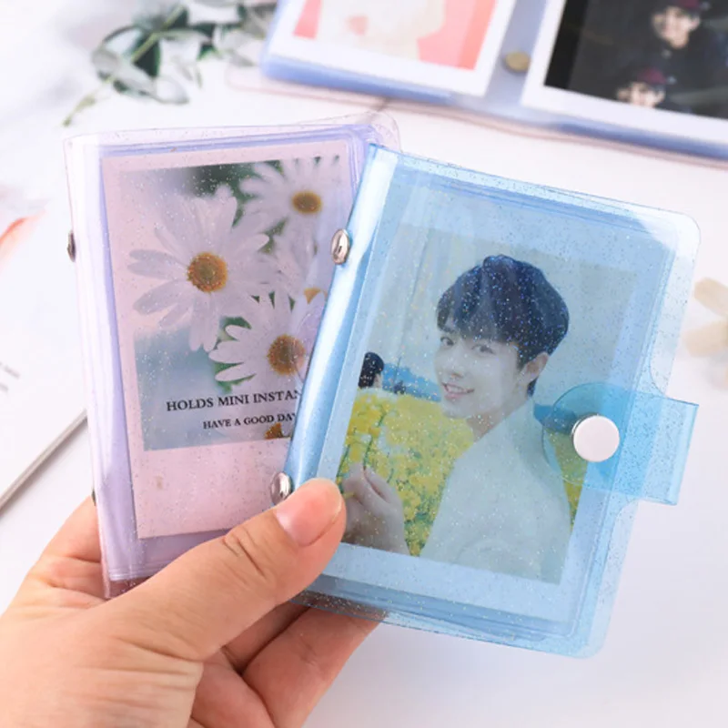 Yoofun Jelly Color Mini Album for Card Photo Sticker Album Mini Photo Album Photos Instax Album Transparent Glitter Card Holder