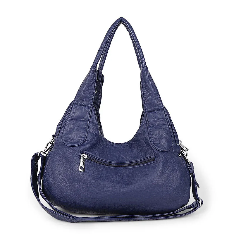 Imagem -03 - Mulheres de Luxo Multi Bolsos Vintage Lavagem Bolsas Couro Feminino Alta Capacidade Bolsas para 2023 Marca Feminina Ombro Crossbody Bolsas