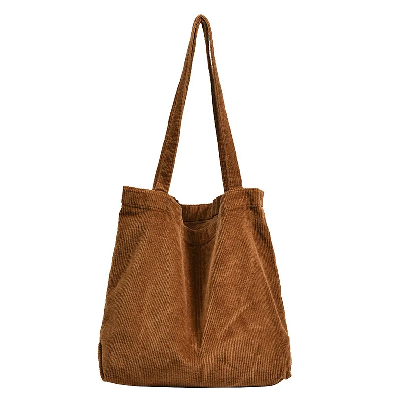CGCBAG Retro sztruksowa płócienna damska torba na ramię prosta solidna torba z grubej bawełny o dużej pojemności kobieca torba na zakupy na co dzień torebka designerska — zdjęcie 2