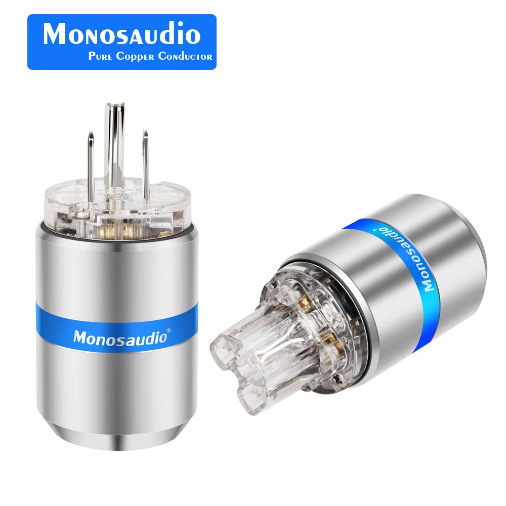 

Monosaudio High Clear Red Copper Rhodium Plated US Power Cord Plug American Power Connector For Audio Video Plug,M107R/F107R