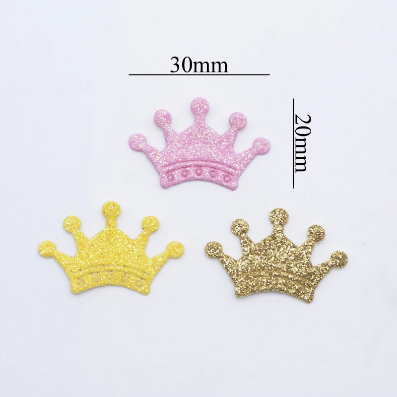 100Pcs Mixed Glitter Leather Crown Shape Appliques for DIY Clothes Crafts Sewing Supplies Headwear Hat Decor Accessories