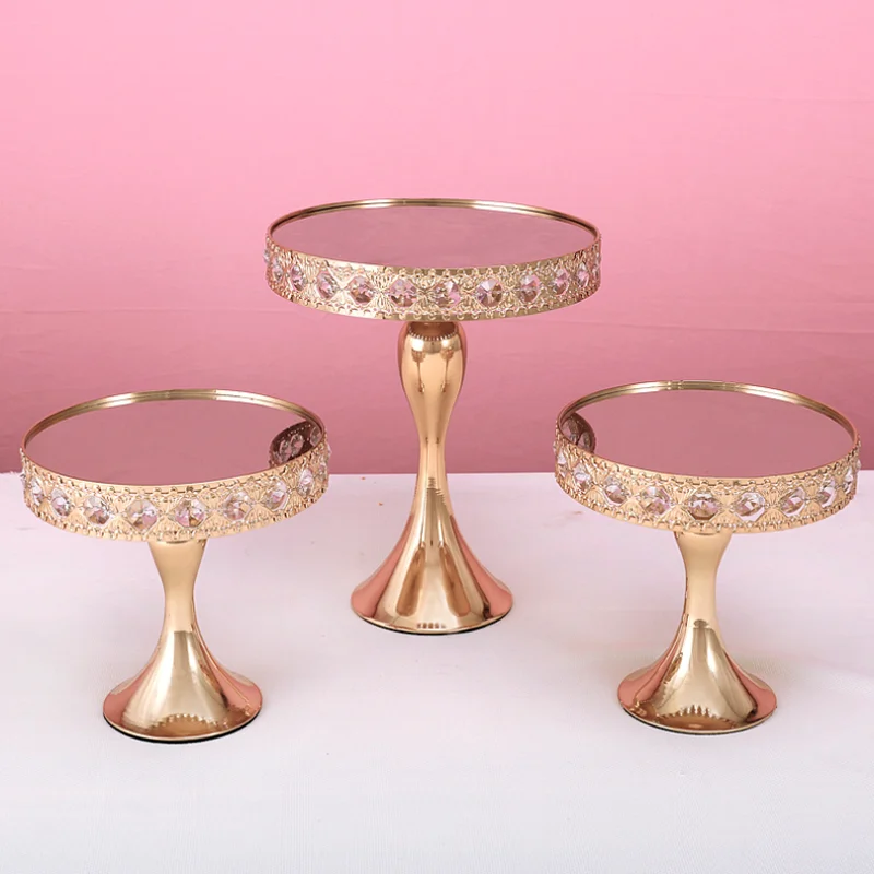 Gold crystal Cake Stand Cupcake Plate Tools for Cake Tray 1-6pcs Candy Bar Accessory for Home Decoration