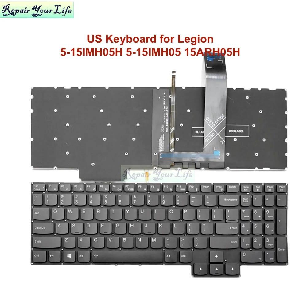 US UK PT-BR niemiecka podświetlana klawiatura dla Lenovo Legion 5-15IMH05H 5-15IMH05 15ARH05H 15ARH05 82B 5P-15IMH05 5P-15IMH05H podświetlenie