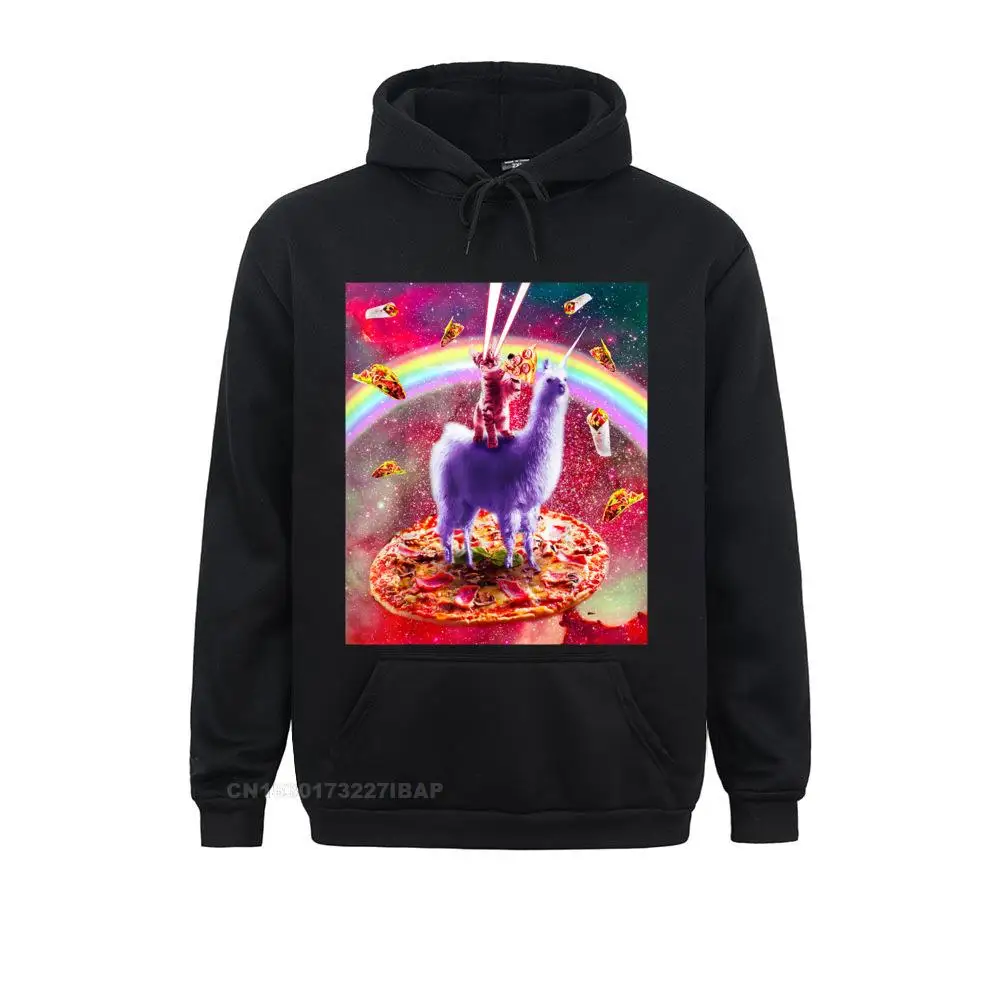 

Laser Eyes Outer Space Cat Riding On Llama Unicorn Hoodie Hoodies For Adult Tight Sweatshirts Geek New Arrival Clothes