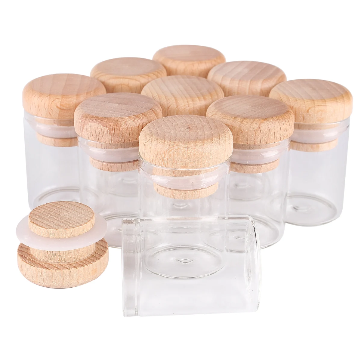 24 pieces 15ml 30*40mm Test Tubes with Wooden Lids Glass Jars Glass Vials Wishing Bolttes Wish Bottle for Wedding Crafts Gift