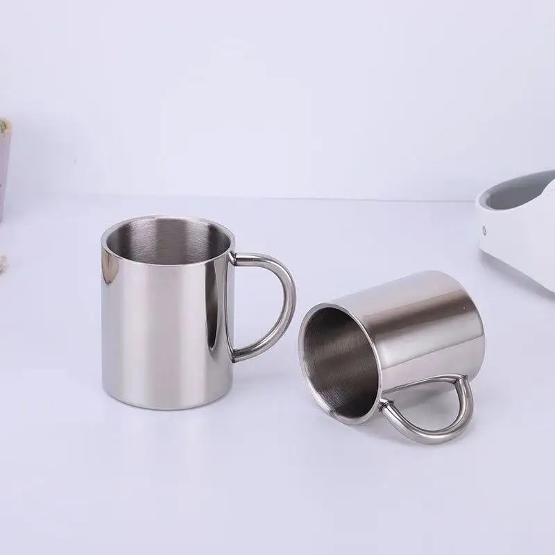 New Stainless Steel Mark Cup Mountaineering Camp Cup Double-layer Handle Cup Coffee Cup Customized