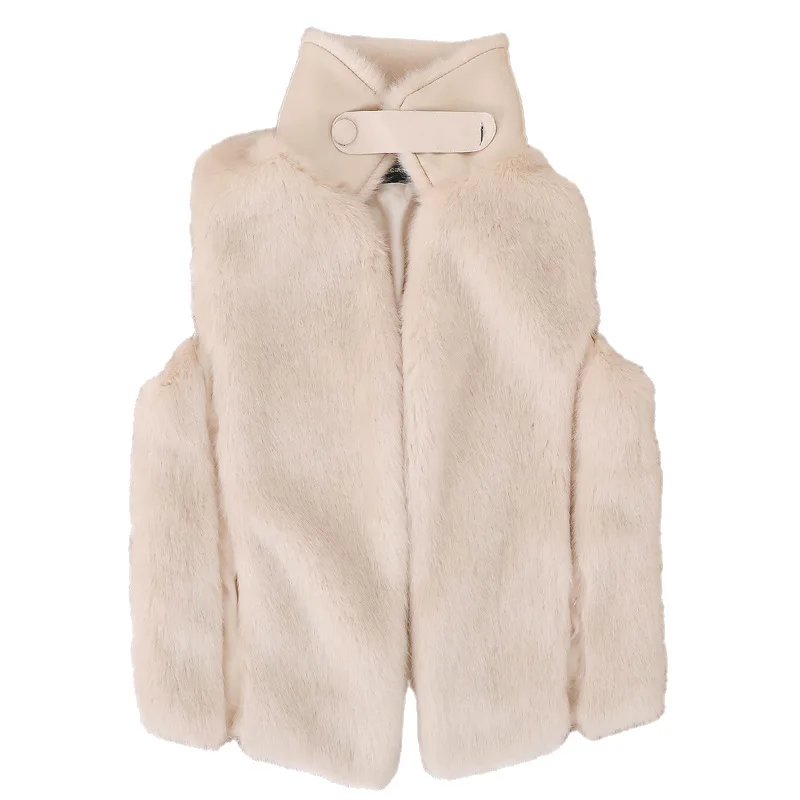 Chaqueta ajustada de alta calidad para mujer, chaleco de terciopelo de piel de visón artificial blanco, abrigo corto informal supercálido y suave