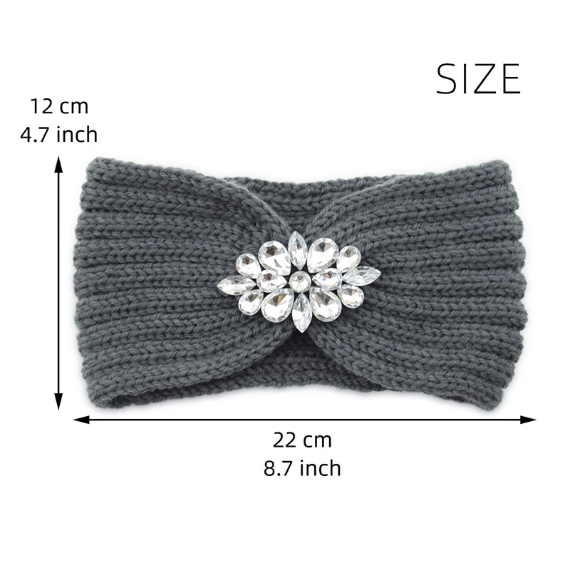 Fashion Crystal Knitted Cross Knot Headband for Women Autumn Winter Hairbands Elastic Turban headwrap Girls Hair Accessories