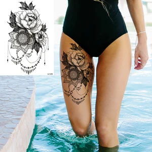 3d schwarzrosa Blume Mandala Panger Temporäre Tattoos für Frauen Erwachsener Lotus Pensel 10 Hauptverkäufe Tattoo sexy Leiste - №9