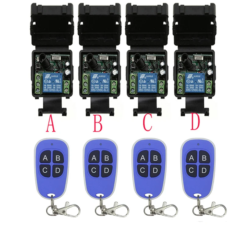 DC12V 24V 1CH 1 CH Mini Wireless RF Remote Control Light Switch 10A Relay Output Radio Receiver Module+Transmitter Garage Doors
