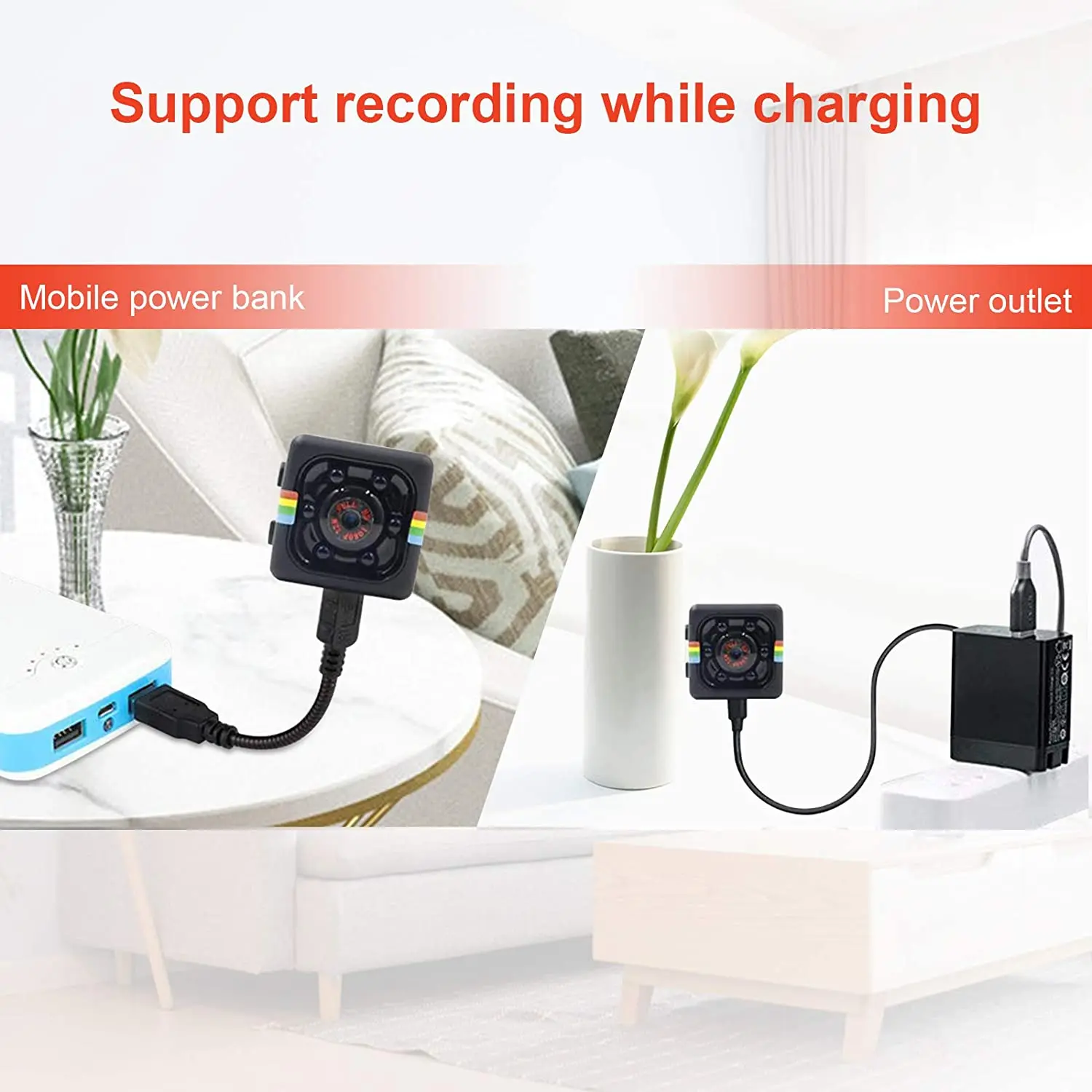 Action Camera SQ11 Car Camera Full HD 1080P Sports Car Camera Recorder 360 ruotabile 30FPS microfono incorporato visione notturna