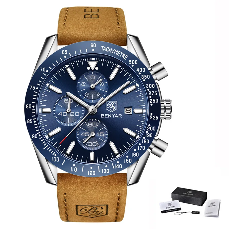 BENYAR 5140 Casual Sports Men Watch Luxury Waterproof Men Quartz Watches Chronograph Men Clock Relogio
