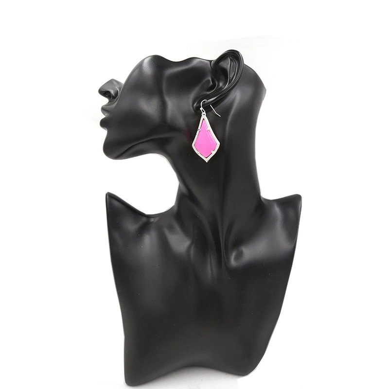 Amazing Quality Hot Pink Resin Smooth WaterDrop Dangle Earring for Women