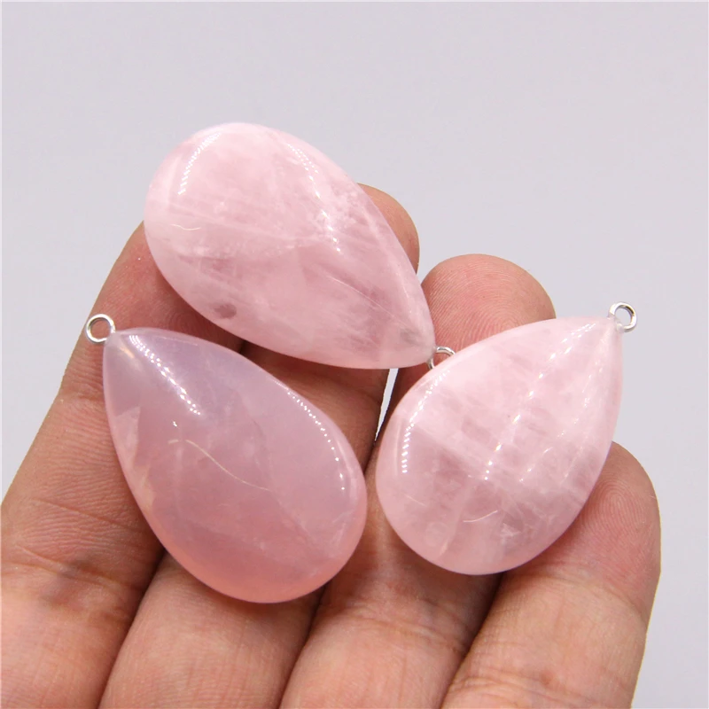 Natural pink madagascar quartz necklace pendant jewelry Water drop quartz crystal pendant necklace for women jewelry making gift