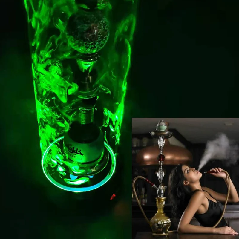 

ArabHookah Laserlightbase BarWine Liquor Round Luminous Base Arabic Hookah Accessories RedGreen/Blue Optional For Party KTV Club