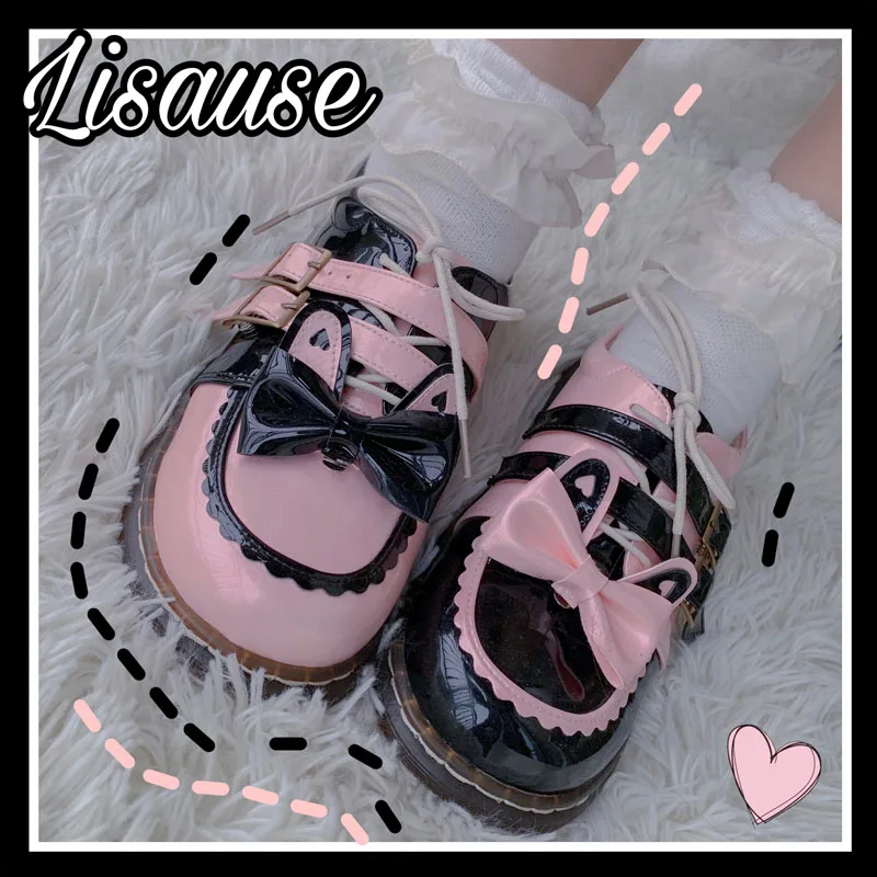 

Japanese sweet student lolita shoes cute lace bowknot kawaii shoes vintage round head comfortable women shoes loli cosplay