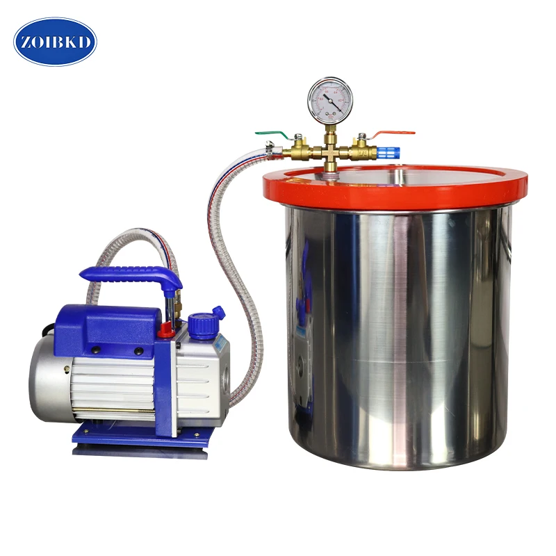 ZOIBKD Vacuum Chamber Stainless Steel Supply Barrel Kit Machin Equipped Transparent Cover Degassing Liquid Pump