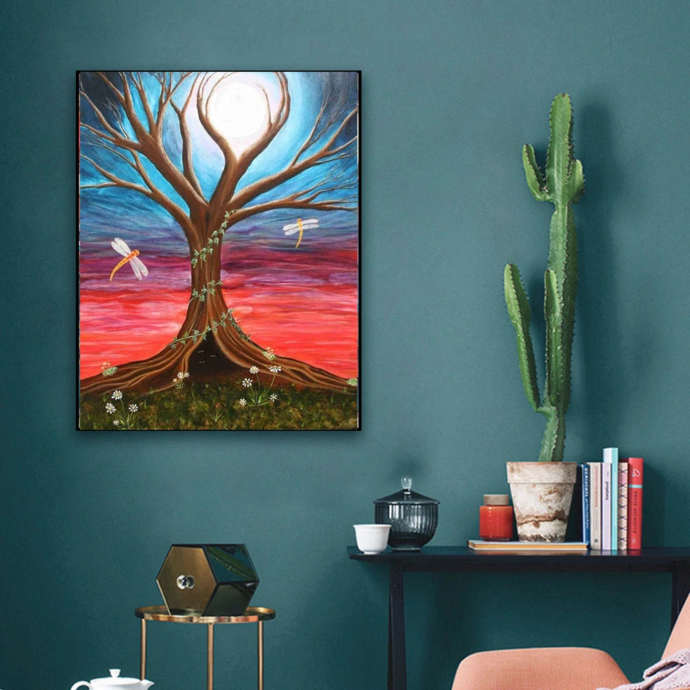 5D Diamond Painting Color Fantasy Wisdom Tree Art Heart-shaped Scenery DIY Rhinestone Inlaid Embroidery Flower Decoration