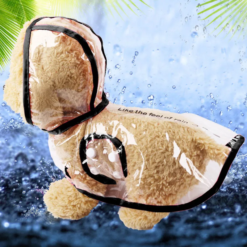 Small And Medium Dog Hooded Raincoat Transparent Waterproof PVC Jacket For Pet Dogs Puppy Raincoat 6 Colors