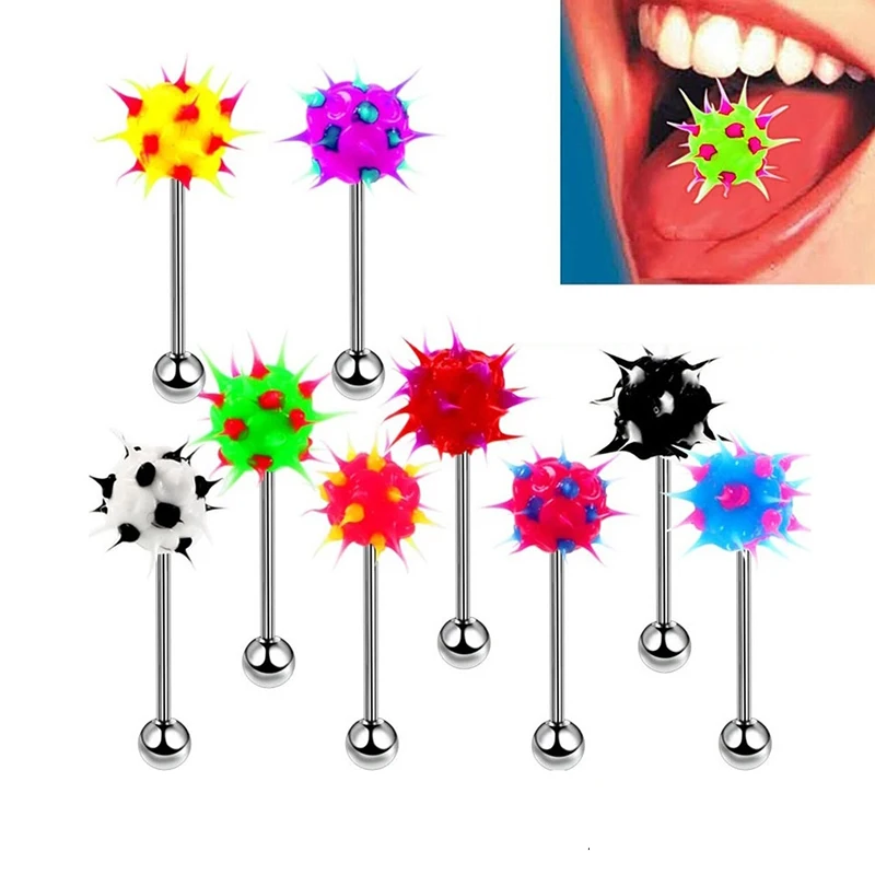 5/10PCS Silicone Tongue Ring Piercing Barbell Tragus Rings Stainless Stee Helix Ear Cartilage Earring Body Jewelry for Women 14g