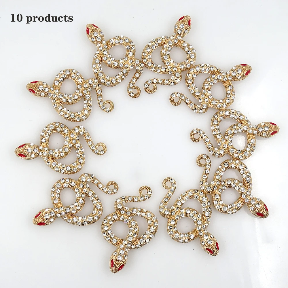 

10 pieces of snake-shaped DIY handmade jewelry metal rhinestone three-dimensional shape pendant amulet accessories and materials