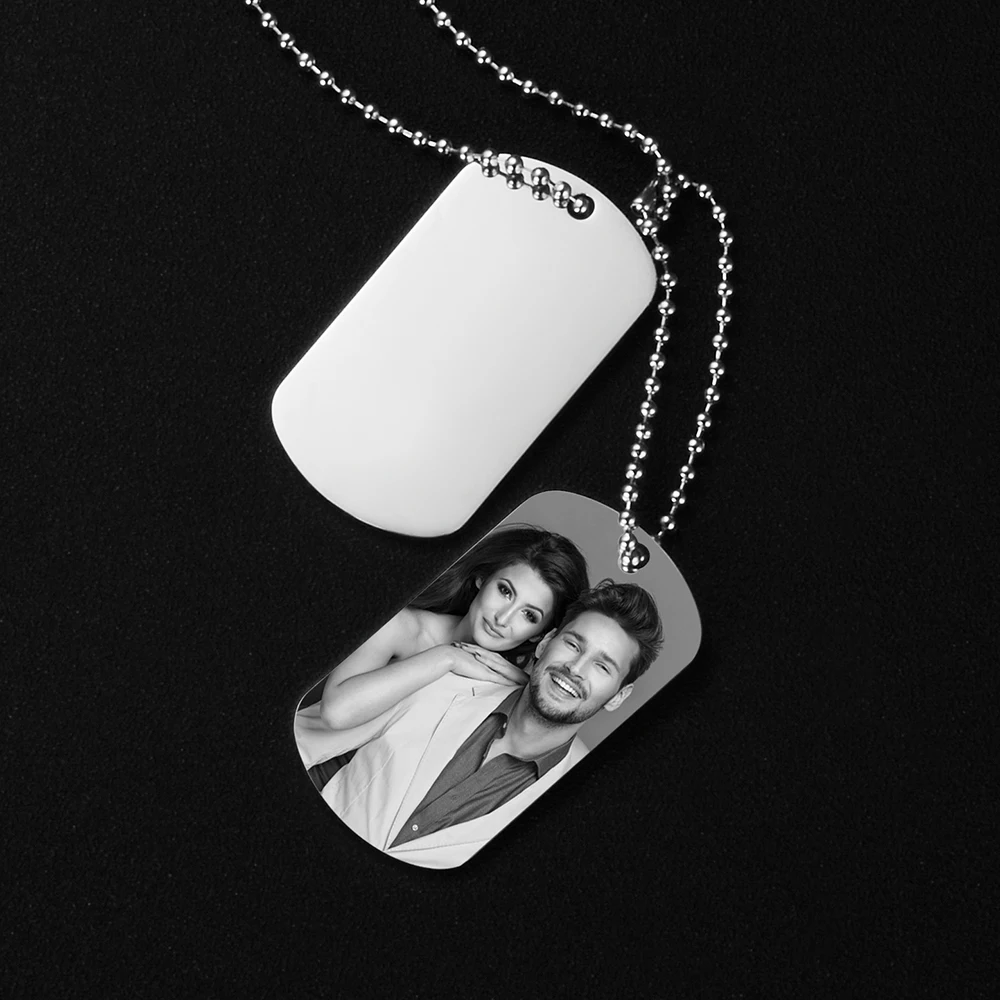 Personalized Military Pendant Necklace for Men Army Customized Engraved Name Photo ID Lettering Stainless Steel Jewelry Gifts