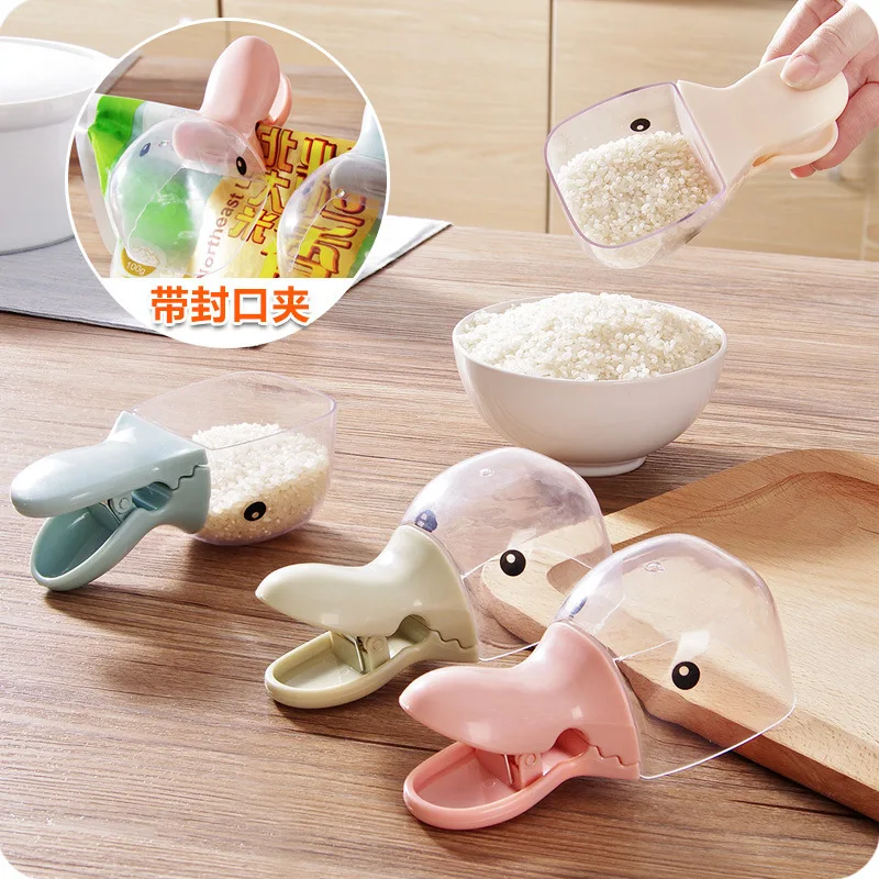 Creative Duck Head Modeling Multi-Purpose Plastic Rice Shovel Sealing Clip Household Bailer Bailer Cute Bottle Nipple SmallSpoon