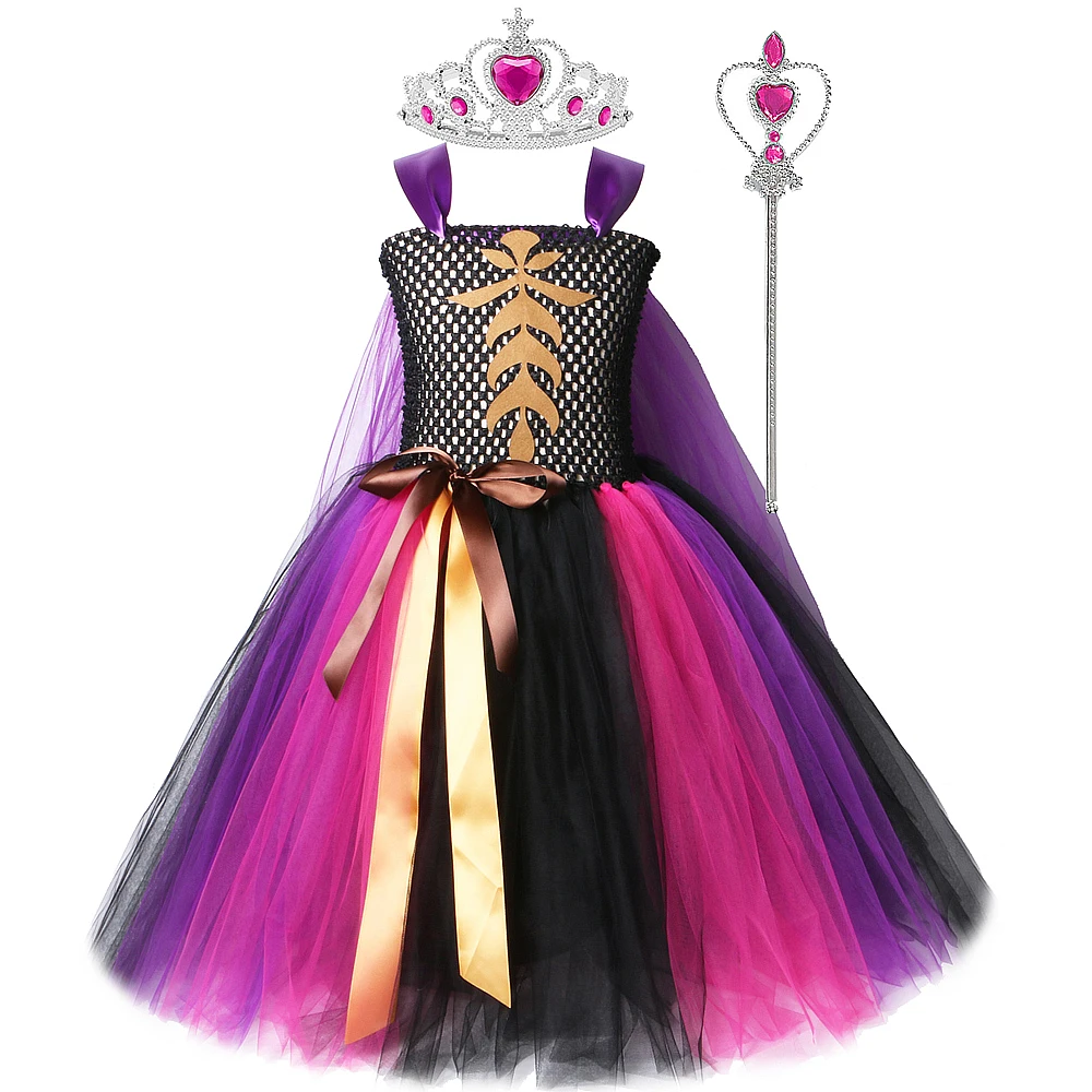 Snow Queen 2 Anna Dress Up Costumes for Girls Kids Long Tutu Dresses Children Cosplay Fancy Costume for Birthday Christmas Party