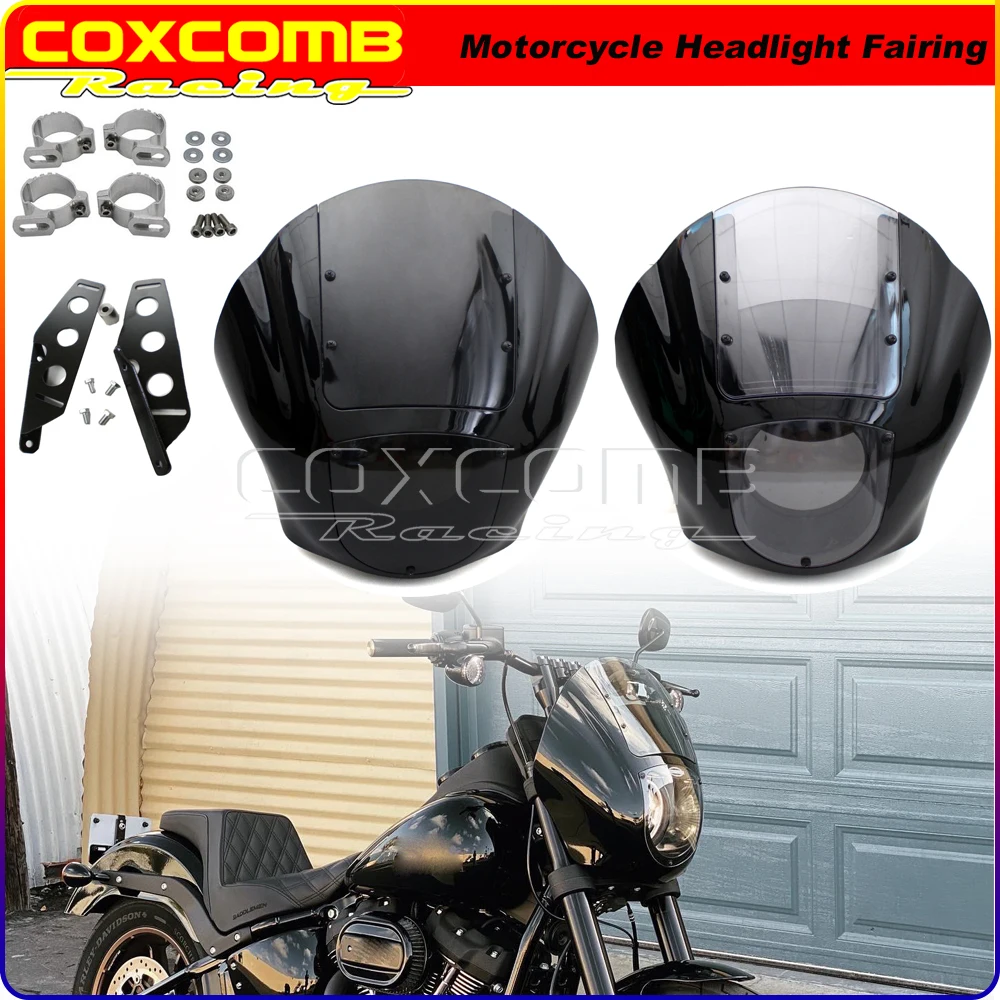 Front Headlight Fairing Lamp Mask Windscreen windshield Cowls Bracket For Harley XL Iron 883 XL1200N Dyna Low Rider Fat Boy FXDX