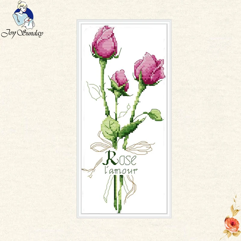 Gioia Domenica Il fiore di rosa DMC 11CT 14CT Punto Croce Set Fatti A Mano FAI DA TE Ricamo DMC Needlework Kit Per Il Regalo amici complementi