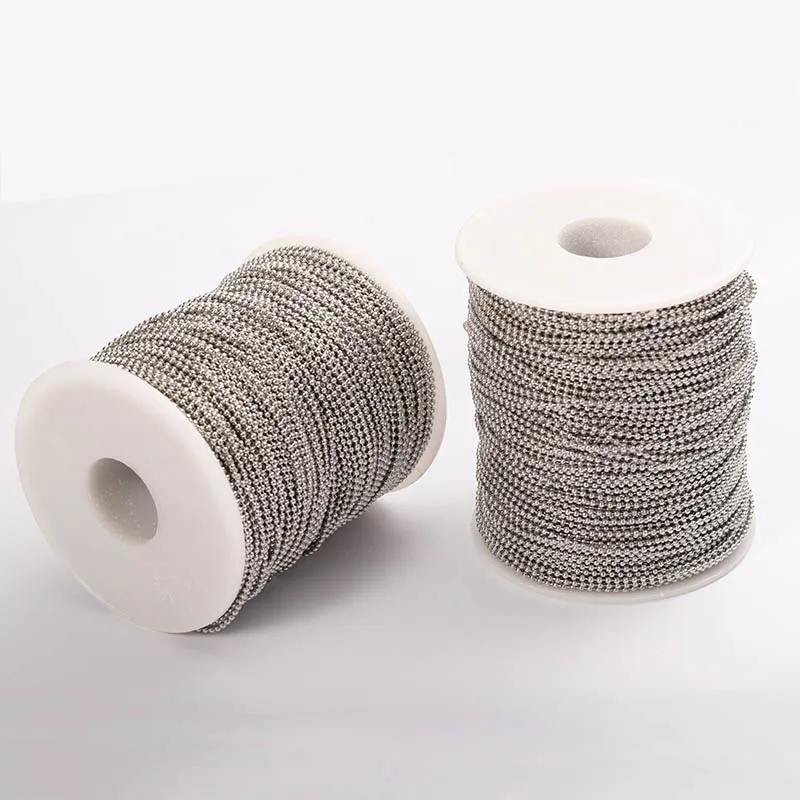 5 m/rolka ze stali nierdzewnej kulka stalowa łańcuch luzem 1.5/2/3mm korale dla Diy tworzenia biżuterii mężczyzn naszyjnik łańcuch brelok połącz ustalenia