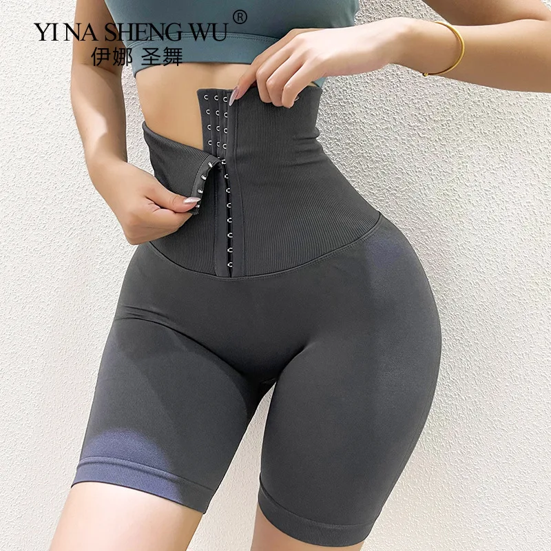 

Yoga Pants High Waist Corset Stretchy Button Pants Tights Women Sports Push Up Jogging Gym Compression Fitness Legging Sportwear