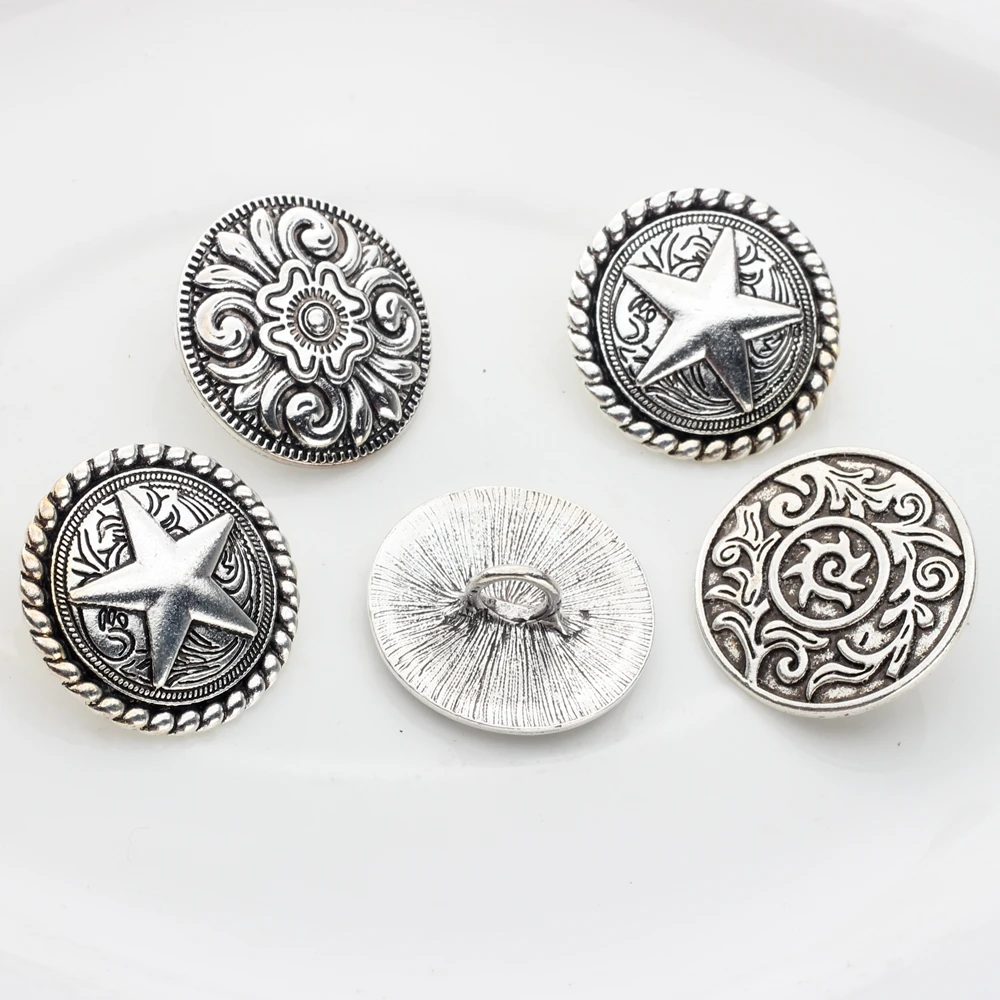 CONCHO Zinc Alloy Round Shape Plating Vintage  Decorative Buttons Charms Pendants 3pcs/lot 30MM for DIY Accessories